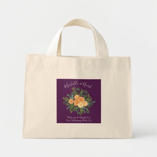 Paarse Rozen van het Peach Wedding Floral Mini Tote Bag (Voorkant)