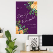 Paarse Rozen van het Peach Wedding Floral Poster (Thuiskantoor)