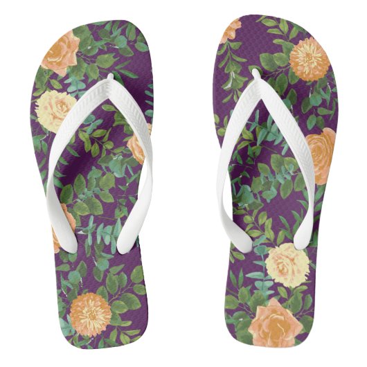 Paarse Rozen van het Peach Wedding Floral Teenslippers (Voetbed)