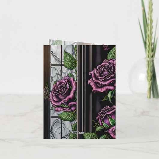 Paarse rozen van het raam - gothische stijl (Achterkant)