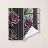 Paarse rozen van het raam - gothische stijl bad handdoek (Wasdoekje)