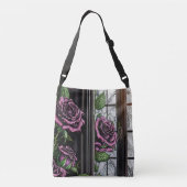 Paarse rozen van het raam - gothische stijl crossbody tas (Achterkant)