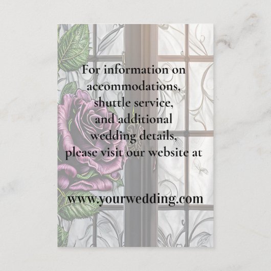 Paarse rozen van het raam - gothische stijl informatiekaartje (Achterkant)