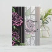 Paarse rozen van het raam - gothische stijl kaart (Staand voorkant)