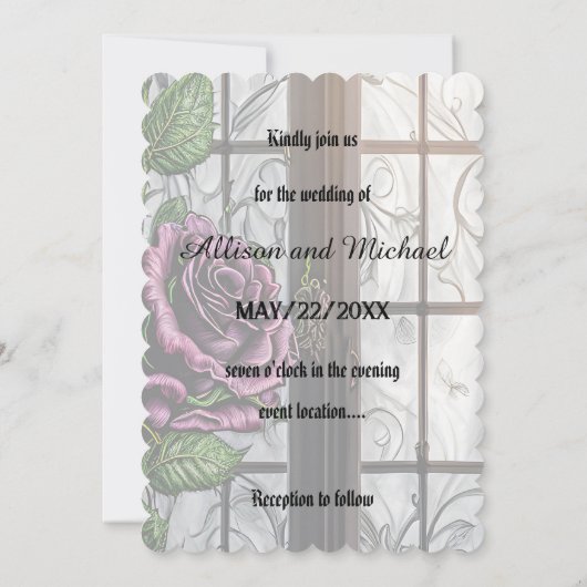 Paarse rozen van het raam - gothische stijl kaart (Achterkant)