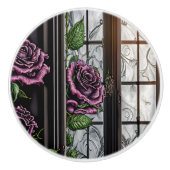 Paarse rozen van het raam - gothische stijl keramische knop (Voorkant)