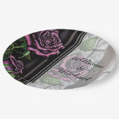 Paarse rozen van het raam - gothische stijl papieren bordje (Gekanteld)