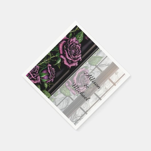 Paarse rozen van het raam - gothische stijl servet (Hoek)