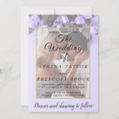 Paarse Rozen Vellum Overlay Wedding Kaart (Voorkant)