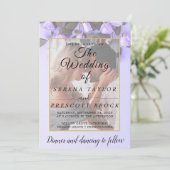 Paarse Rozen Vellum Overlay Wedding Kaart (Staand voorkant)