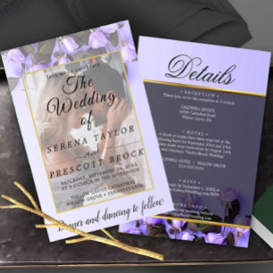 Paarse Rozen Vellum Overlay Wedding Kaart