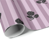 Paarse Rozen Vintage Patroon Cadeaupapier (Rol Hoek)