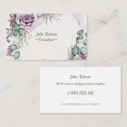 PAARSE ROZEN VISITEKAARTJE (Voorkant / Achterkant)