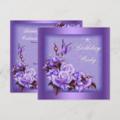 Paarse Rozen vlinderbloemigen 2 Kaart (Voorkant / Achterkant)