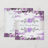 Paarse Rozen Vrouwen 40e Verjaardagsfeestje Kaart (Voorkant / Achterkant)