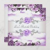 Paarse Rozen Vrouwen 40ste verjaardagsfeest Kaart (Voorkant / Achterkant)