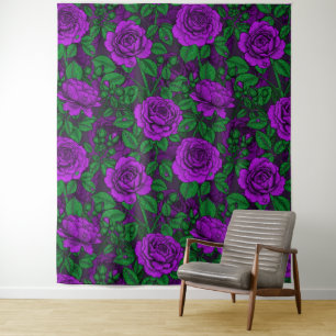 Paarse rozen wandkleed