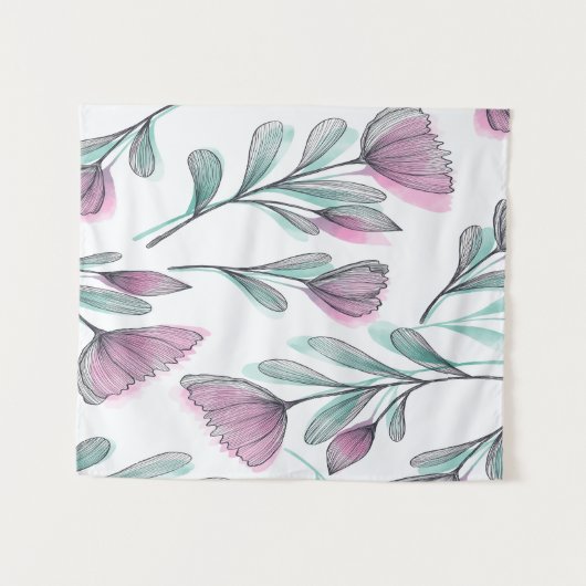 Paarse rozen wandkleed (Voorkant (horizontaal))