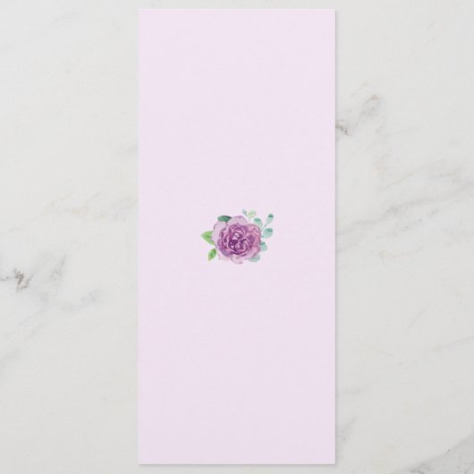 Paarse Rozen Waterverf Bloemenmenu's Menu (Achterkant)