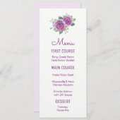 Paarse Rozen Waterverf Bloemenmenu's Menu (Voorkant / Achterkant)