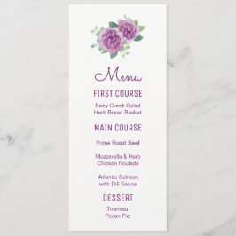 Paarse Rozen Waterverf Bloemenmenu's Menu