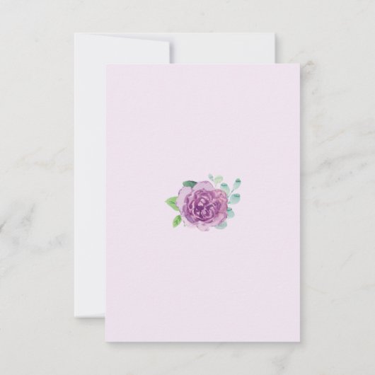 Paarse Rozen Waterverf bruiloft antwoord Kaarten (Achterkant)
