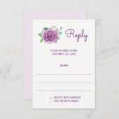 Paarse Rozen Waterverf bruiloft antwoord Kaarten (Voorkant / Achterkant)