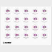 Paarse Rozen Waterverf bruiloft stickers (Vel)