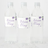 Paarse Rozen, Waterverf Floral Waterfles Etiket (Flessen)