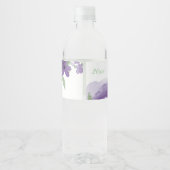 Paarse Rozen, Waterverf Floral Waterfles Etiket (Achterkant)
