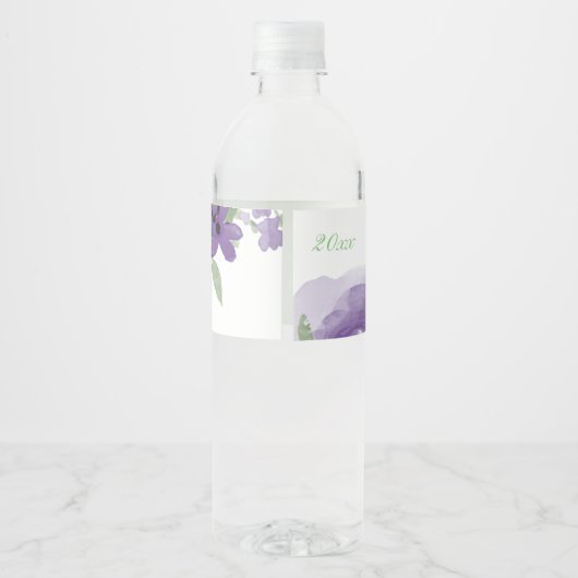  Paarse Rozen, Waterverf Floral Waterfles Etiket (Achterkant)