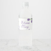  Paarse Rozen, Waterverf Floral Waterfles Etiket (Voorkant)
