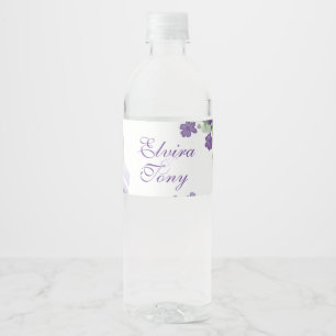  Paarse Rozen, Waterverf Floral Waterfles Etiket