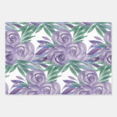 Paarse Rozen Waterverf handgeschilderd Inpakpapier Vel (Voorkant)