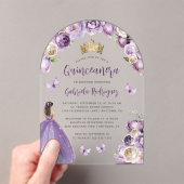 Paarse Rozen Waterverf Quinceañera Acryl Uitnodigingen (Insitu (Draagbaar))