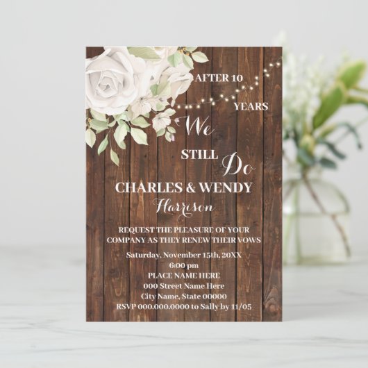 Paarse Rozen Weddenschap Jubileum Renewal Vows Kaart (Staand voorkant)