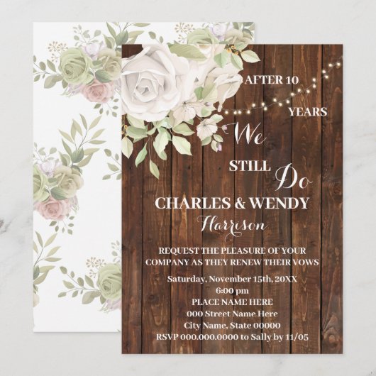 Paarse Rozen Weddenschap Jubileum Renewal Vows Kaart (Voorkant / Achterkant)