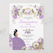 Paarse Rozen Western Charro Cowgirl Quinceañera Kaart (Voorkant / Achterkant)