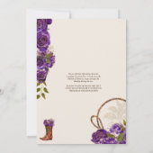 Paarse Rozen Westerne Ranch Charro Quinceanera Inv Kaart (Achterkant)