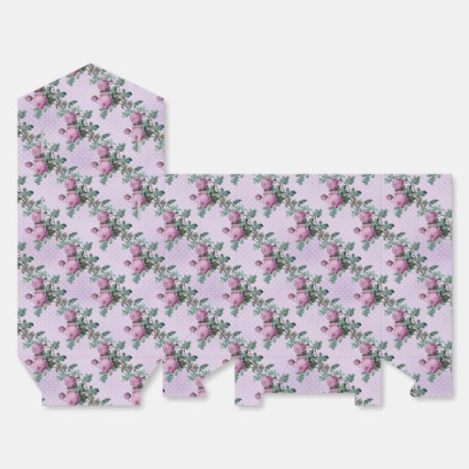 Paarse Rozen & Witte Polka Dot Stijl Bedankdoosjes (Ongevouwen)