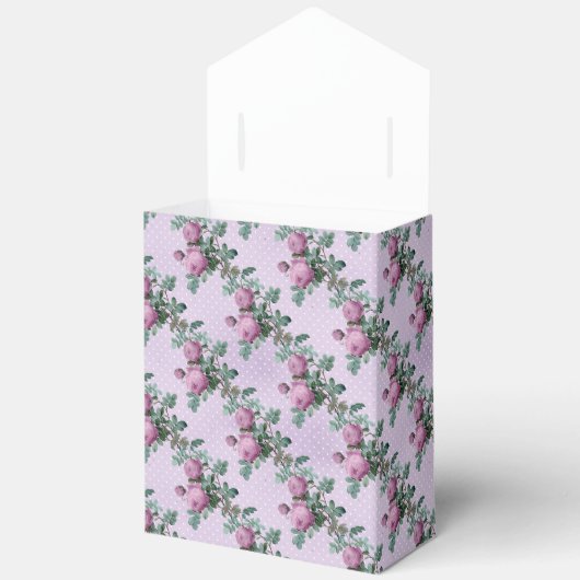 Paarse Rozen & Witte Polka Dot Stijl Bedankdoosjes (Open)