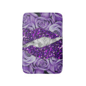 Paarse Rozen Zilveren Luxe Elegante Vloeibare Text Badmat (Voorkant Verticaal)