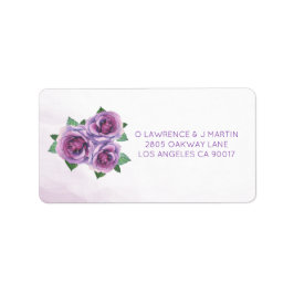 Paarse rozenboeket bloemig etiket