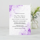 Paarse rozenbouquet - trouwuitnodigingen vr4 kaart (Staand voorkant)