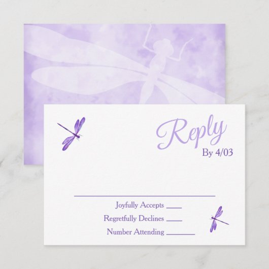 Paarse RSVP Bijlagekaarten Advieskaart (Voorkant / Achterkant)