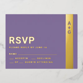 Paarse RSVP-kaart Folie Uitnodiging Briefkaart