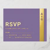 Paarse RSVP-kaart Folie Uitnodiging Briefkaart (Voorkant)
