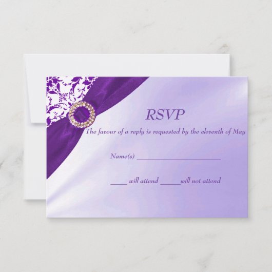 Paarse RSVP-kaarten RSVP Kaartje (Voorkant)