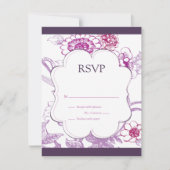 Paarse RSVP-reactiekaart voor Butterfly RSVP (Voorkant)