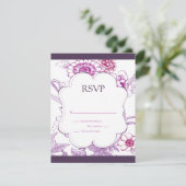 Paarse RSVP-reactiekaart voor Butterfly RSVP (Staand voorkant)